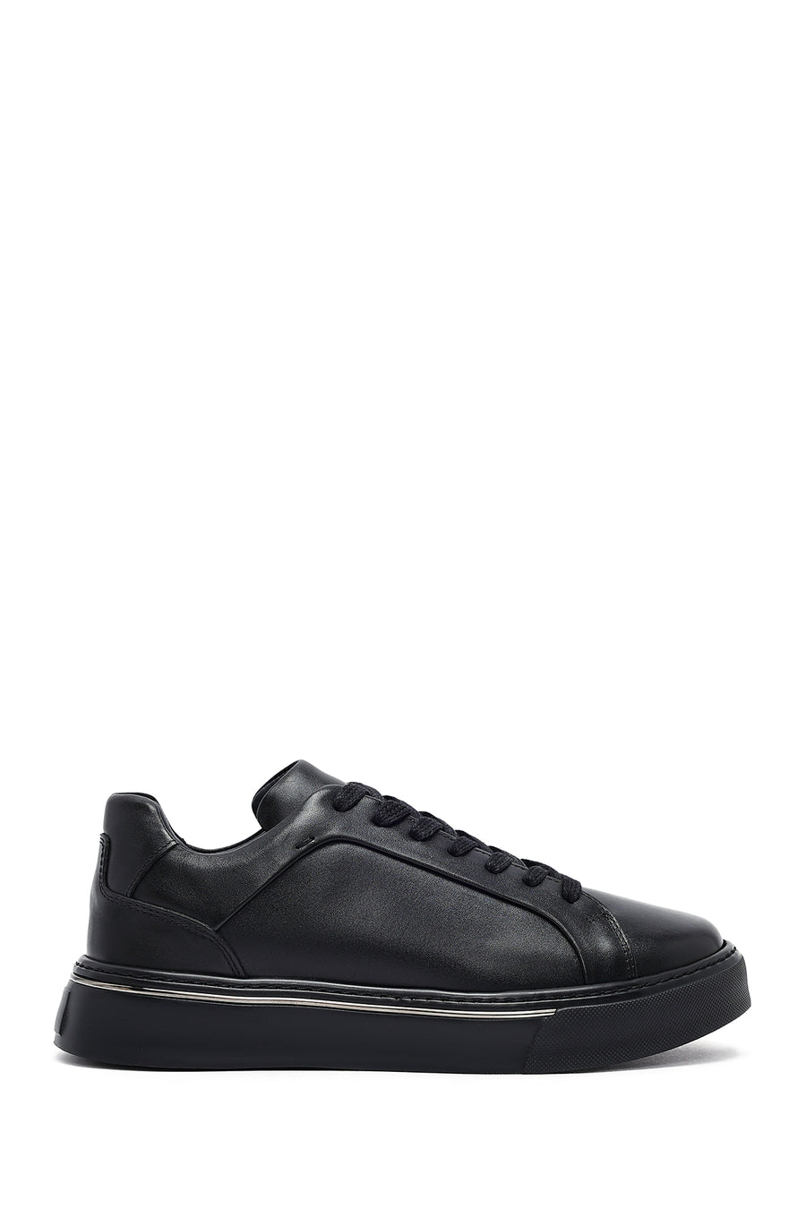 Erkek Siyah Bağcıklı Kalın Tabanlı Deri Sneaker 25WFD685218 | Derimod
