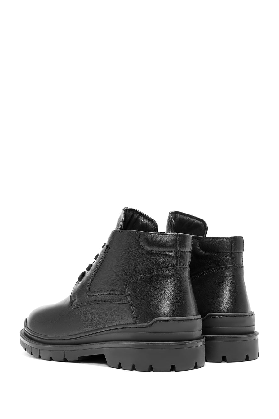 Men's Black Lace-Up Leather Casual Boots