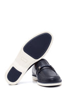 Erkek Lacivert Deri Delikli Casual Loafer | Derimod