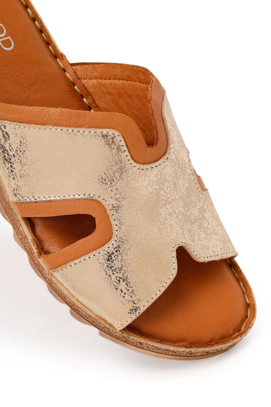 Woman Tan Leather Comfort Slipper