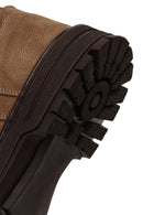 Male Beige Zip Closure Thick-Soled Nubuck Leather Boots | Derimod