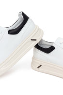 Male White Lace-Up Thick Leather Sneaker | Derimod
