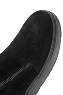 Men's Black Double Zipper Suede Leather Casual Boots | Derimod