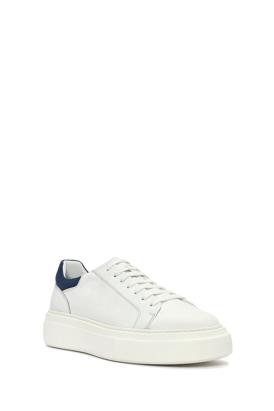 Erkek Beyaz Bağcıklı Deri Sneaker