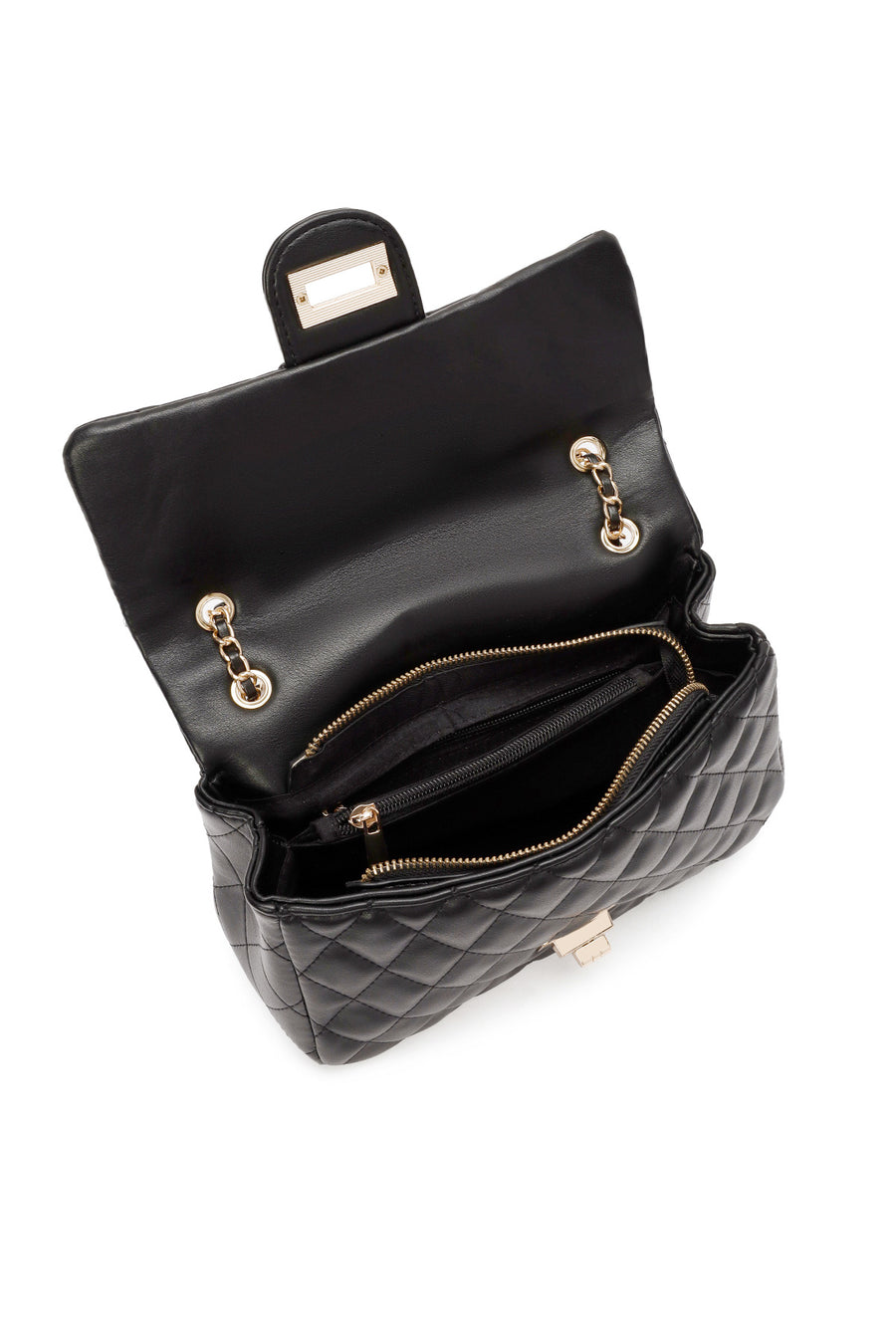 Women's Black Long Strap Quilted Patterned Shoulder Bag