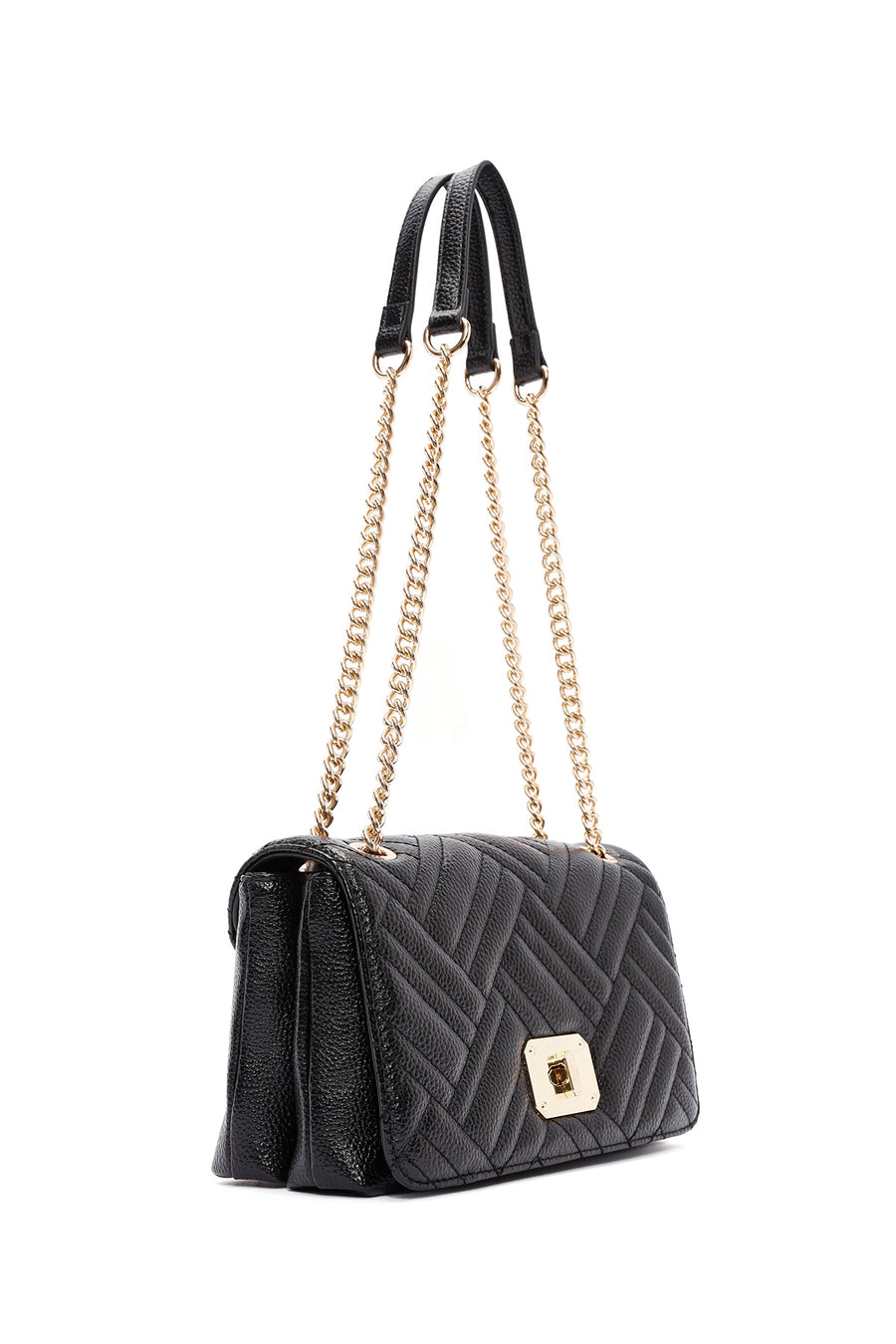 Women's Black Long Chain Strap Quilted Shoulder Bag