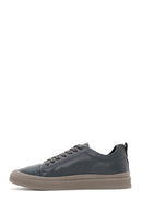 Men's Gray Leather Thick Soled Sneaker | Derimod