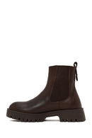 Woman Brown Thick-Soled Leather Chelsea Boots | Derimod