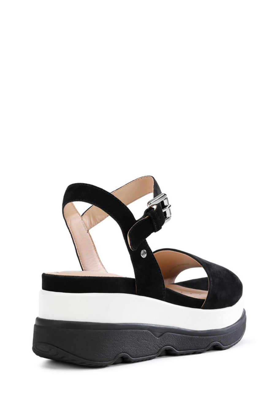 Geox Kadın Siyah D Gardenia C - Goat Suede Bilekten Tokalı Kalın Tabanlı Deri Sandalet