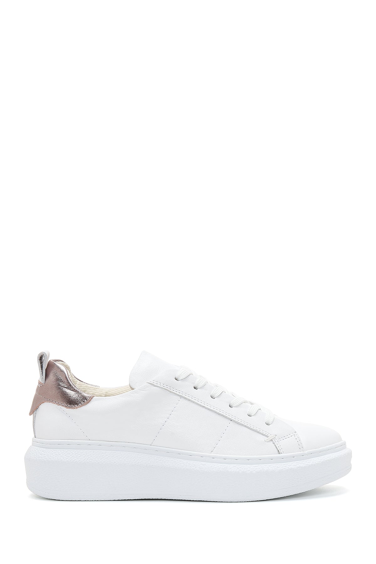 Kadın Beyaz Bağcıklı Deri Sneaker 24SFD370118 | Derimod
