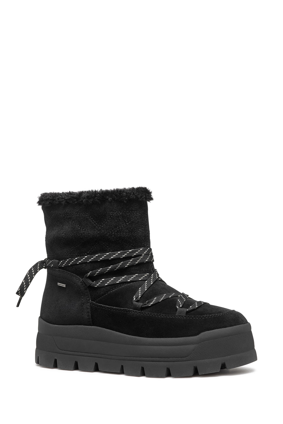 Geox Women's Black Spherica Ec7.1 Abx Waterproof Suede Leather Boots with Fur