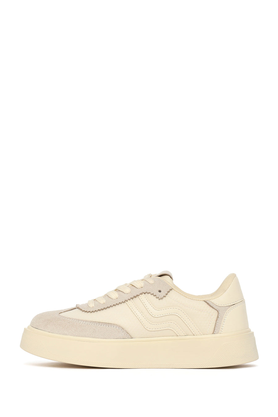 Woman Beige Lace-up Sneakers