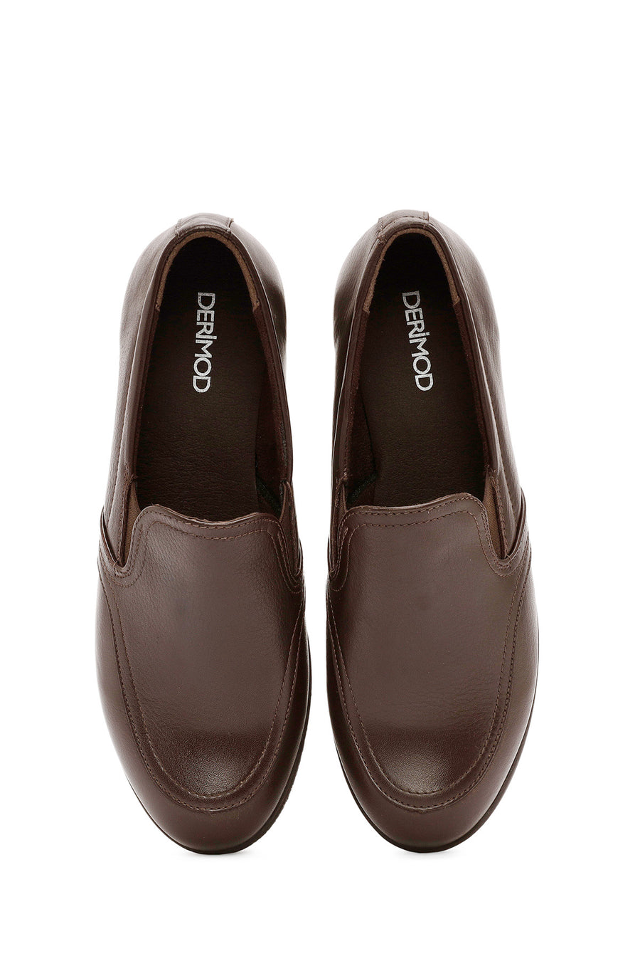 Women's Brown Wedge Heel Leather Comfort Loafer