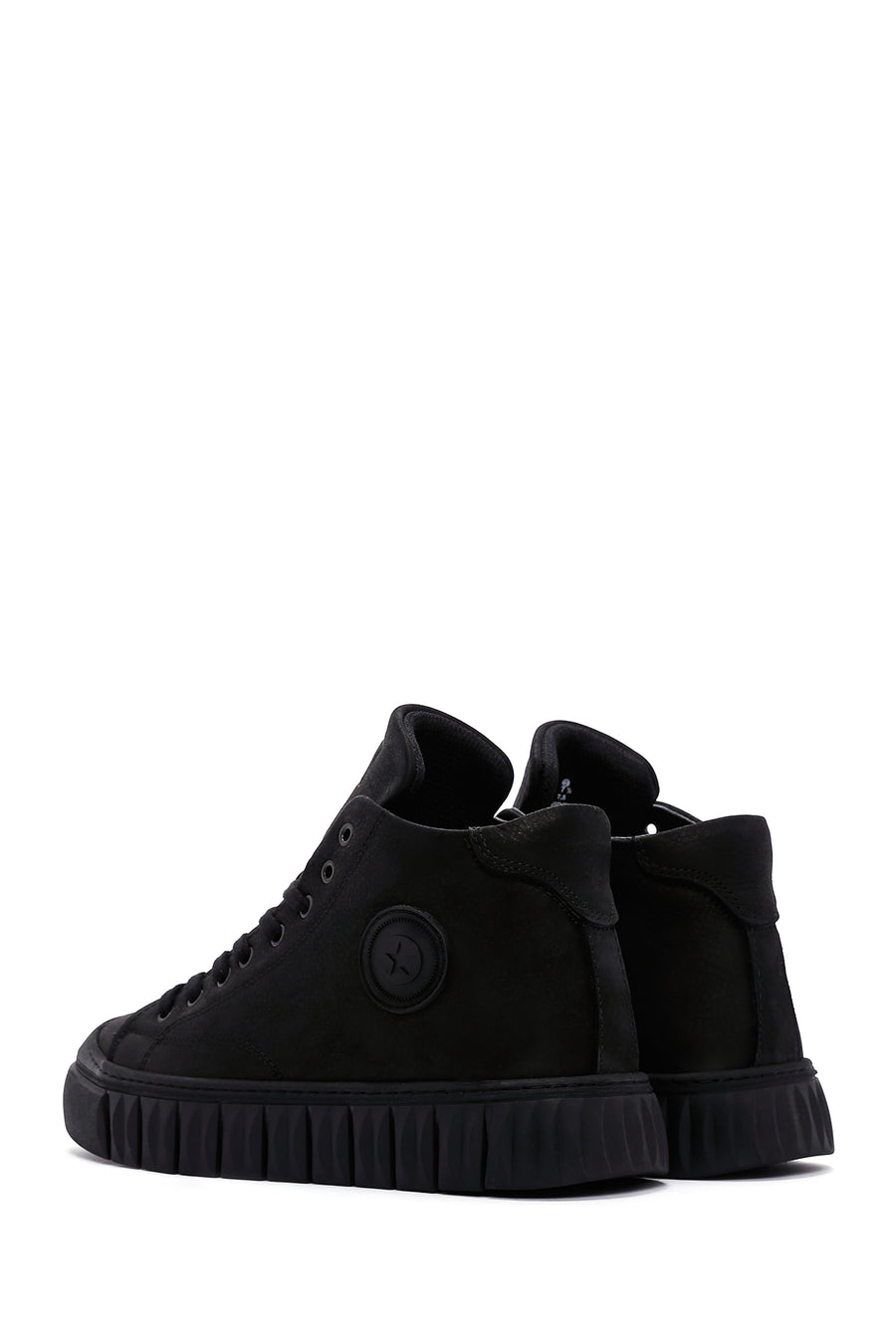 Men's Black Leather Zippered Casual Nubuck Leather Boots
