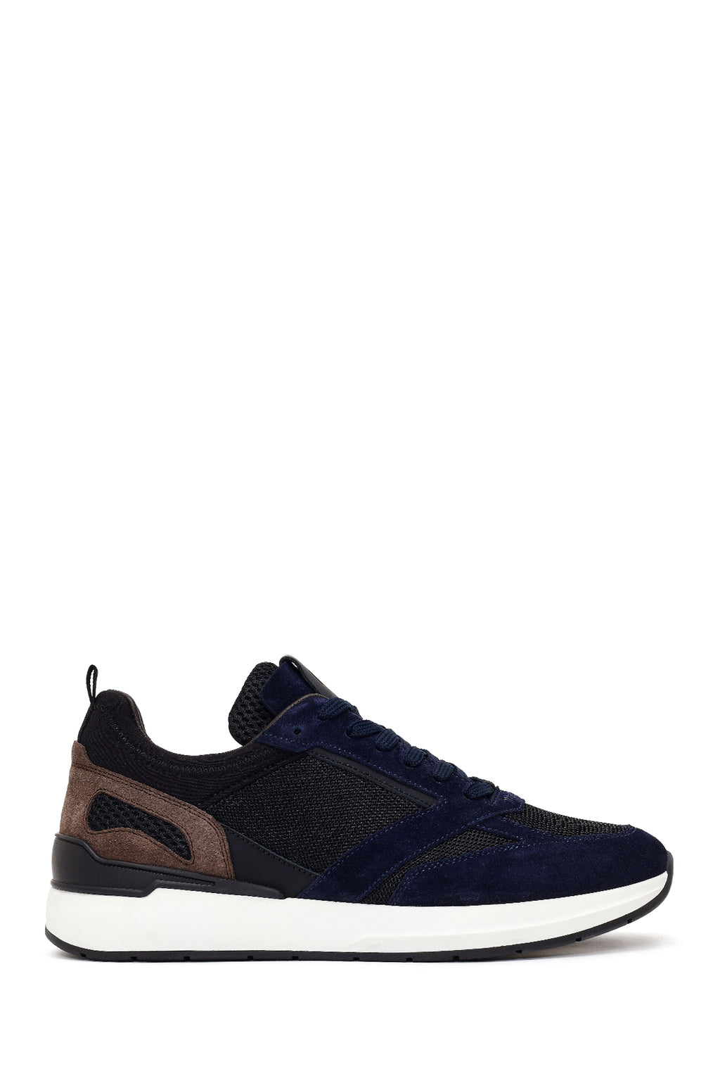 Erkek Lacivert Bağcıklı Deri Casual Sneaker