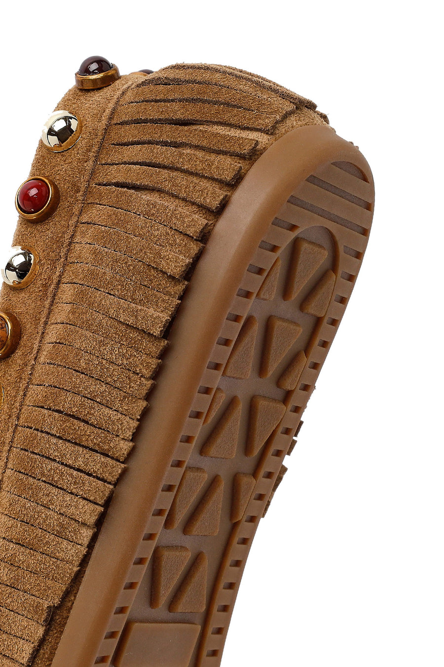 Women's Camel Tassel Suede Leather Loafer