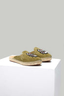 Women's Green Leather Slippers | Derimod