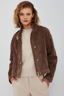 Cassy Women's Mink Oversize Suede Leather Jacket | Derimod