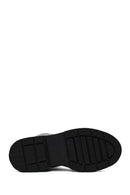 Woman Black Zip Closure Thick-Soled Leather Combat Boots | Derimod