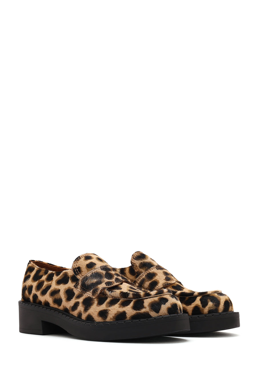 Women's Leopard Leather Masculine Loafer