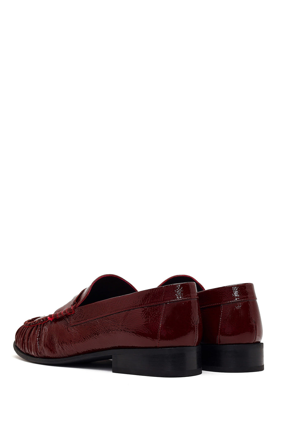 Kadın Bordo Deri Maskülen Loafer