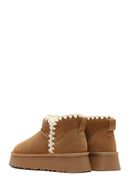 Woman Camel Suede Teddy Boots | Derimod