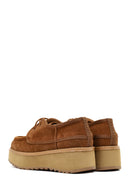 Women's Beige Thick-Soled Lace-Up Suede Leather Teddy Casual Shoe | Derimod