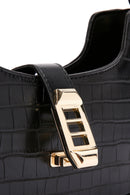 Women's Black Long Strap Crocodile Patterned Shoulder Bag | Derimod