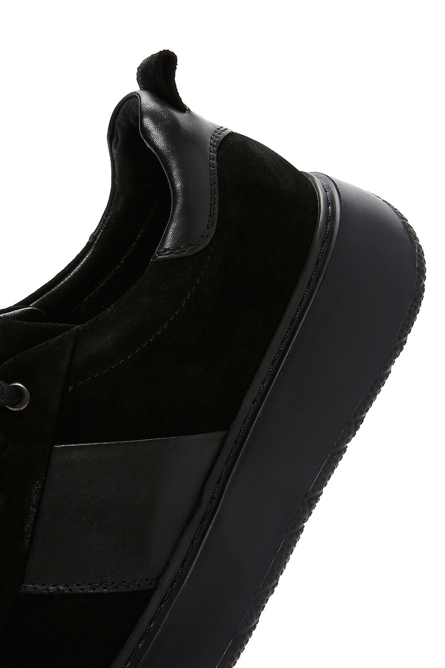 Men's Black Suede Leather Thick Soled Sneaker