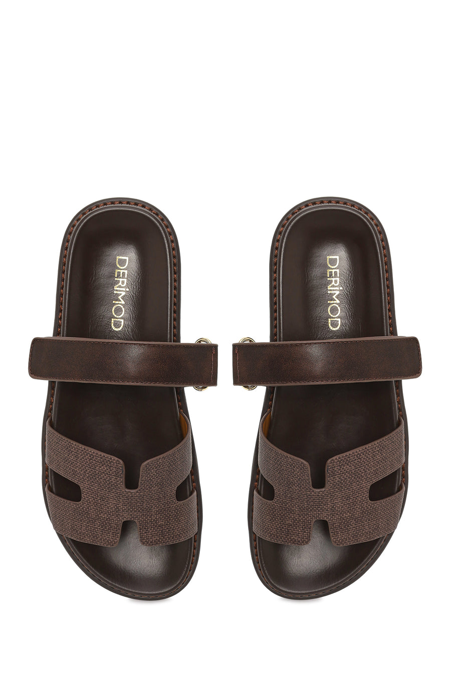 Woman Brown Strappy Thick-Soled Slipper