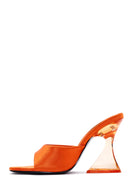 Women's Orange Transparent Heeled Slippers | Derimod