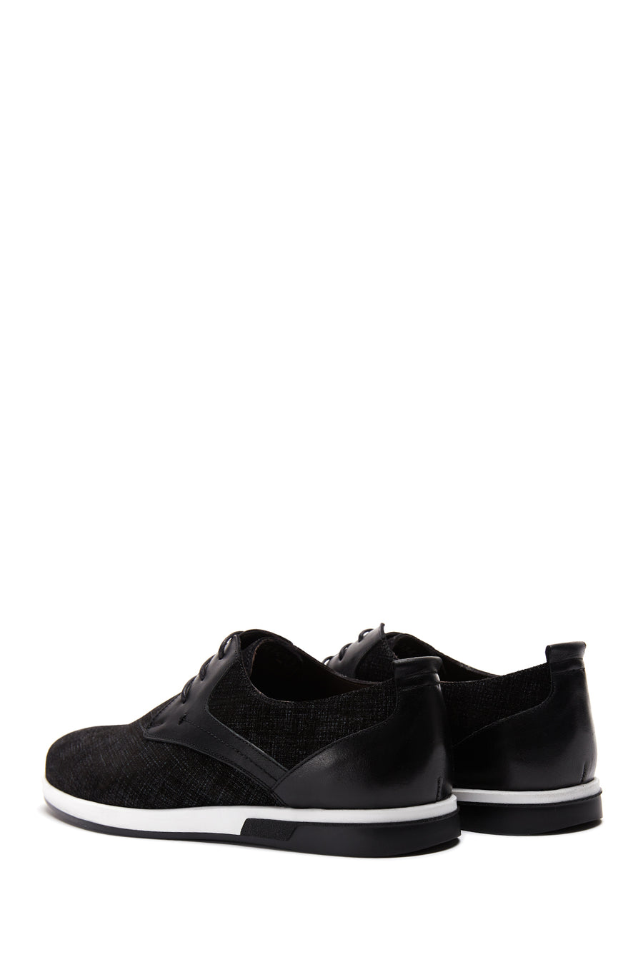 Men's Black Leather Patterned Casual Shoes