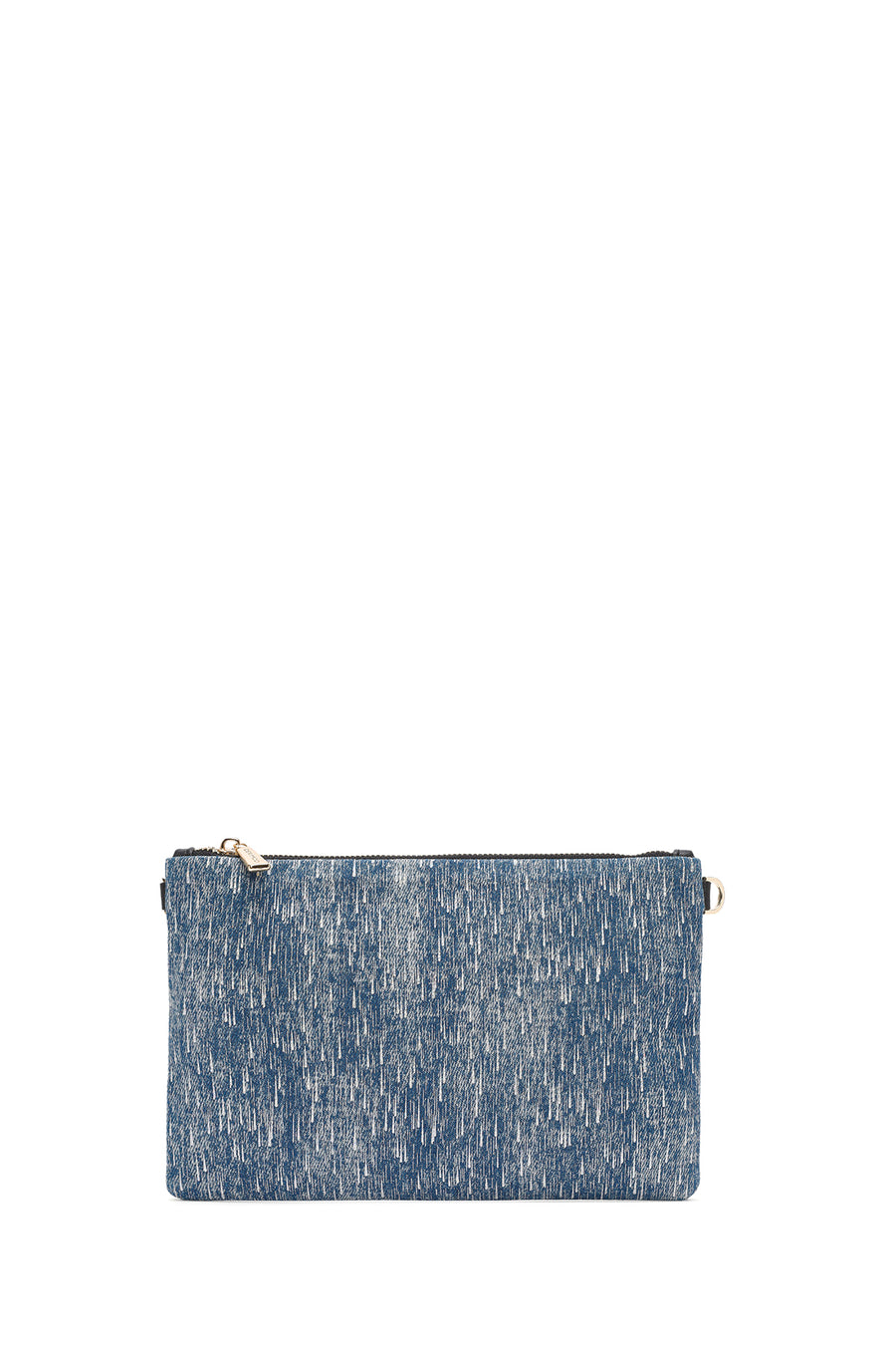 Women's Blue Long Chain Strap Jean Fabric Clutch Bag