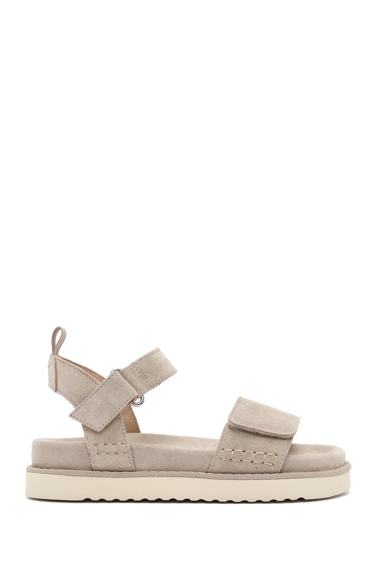 Women's Cream Strappy Thick Soled Suede Leather Sandals 25SFD405510 | Derimod