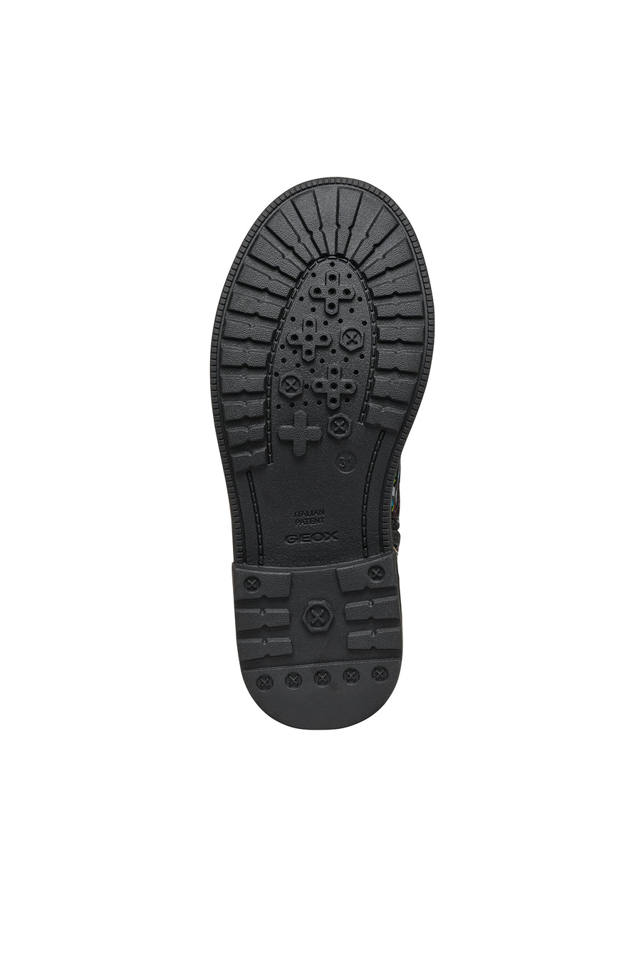 Geox Girls Black Eclair Laced Patterned Combat Boots