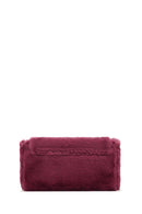 Women's Burgundy Long Strap Plush Crossbody Bag | Derimod