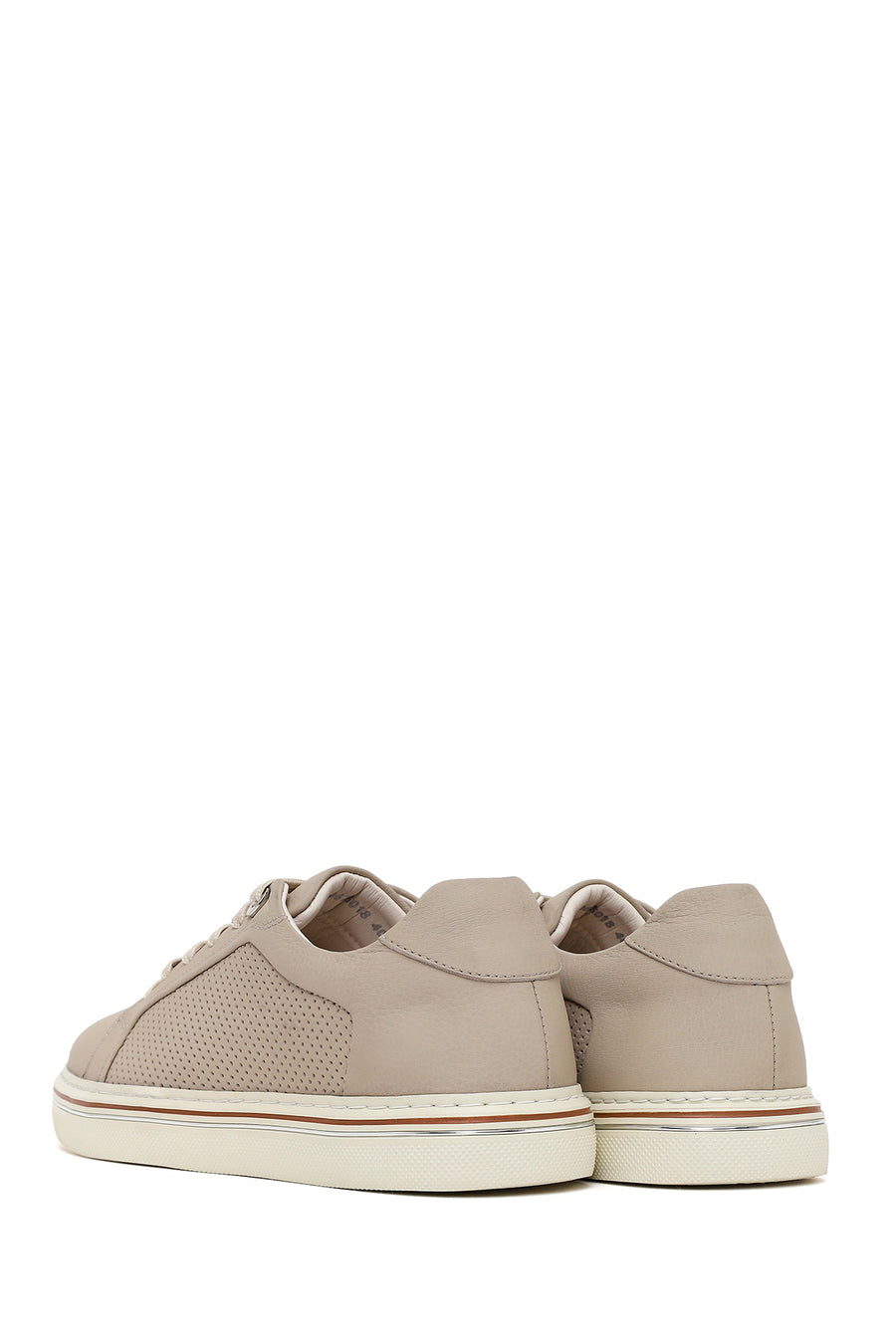 Male Beige Lace-Up Leather Sneakers