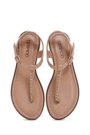 Women's Beige Leather Sandals | Derimod