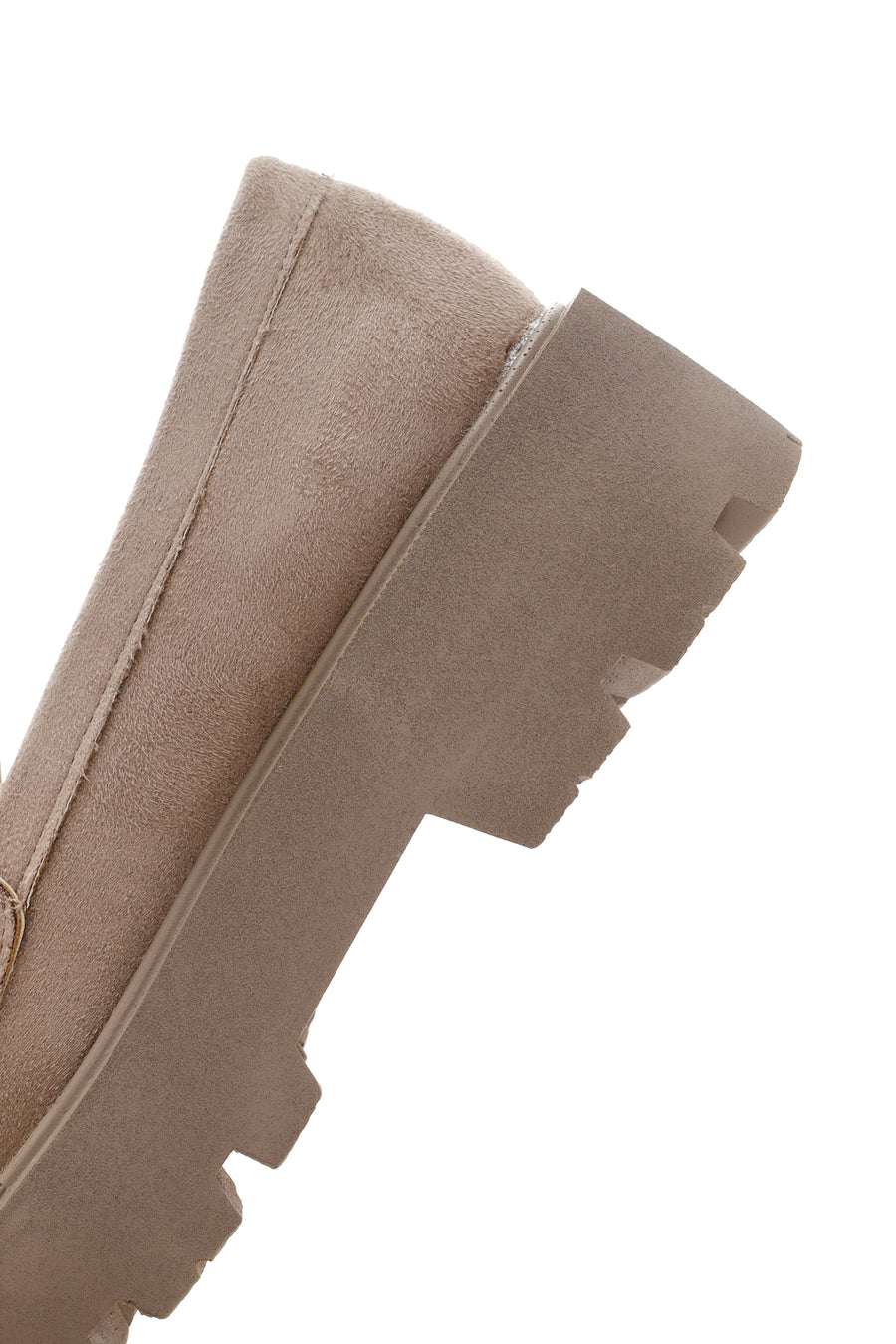 Kadın Bej Süet Tokalı Maskülen Loafer