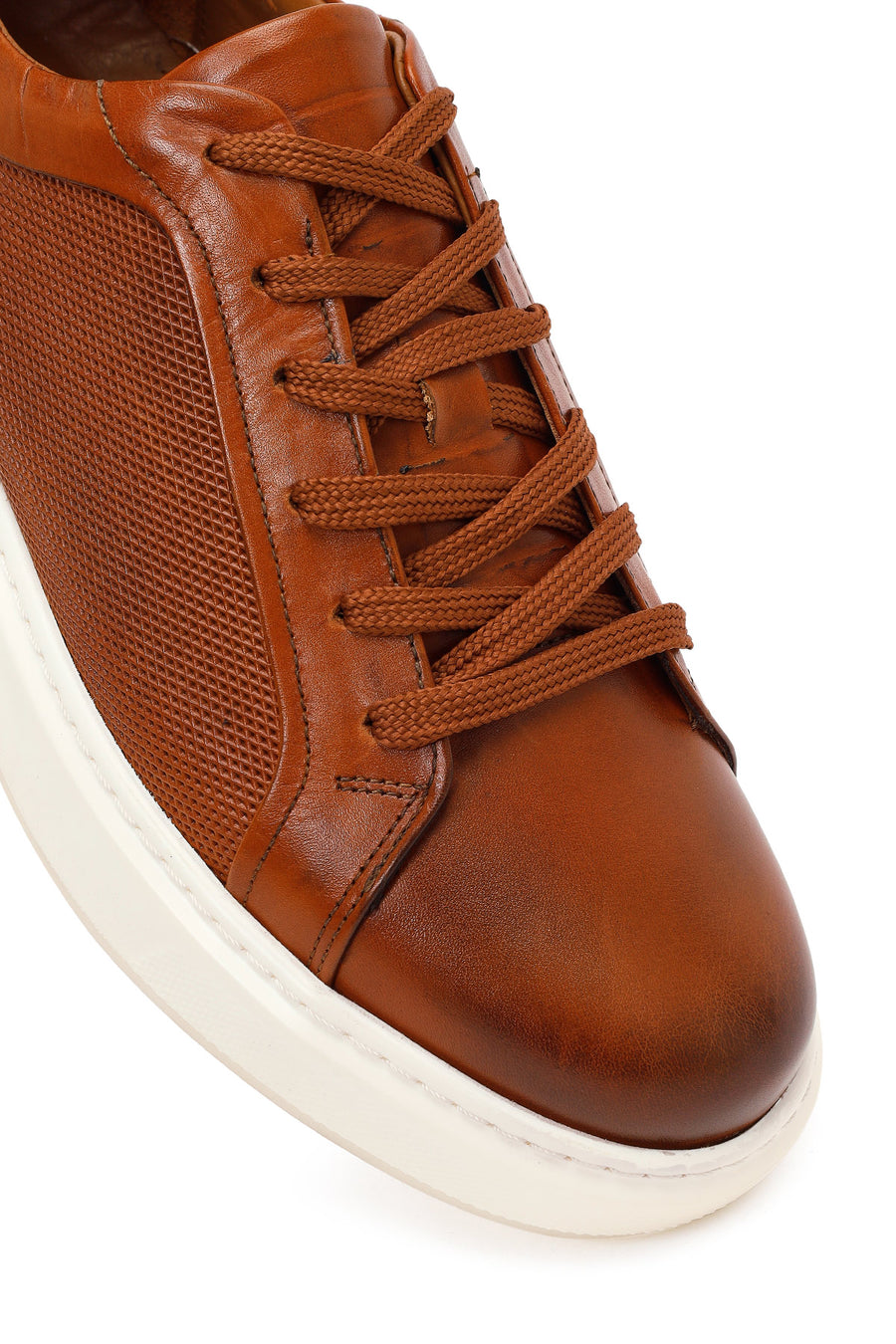 Male Tan Lace-Up Leather Sneaker