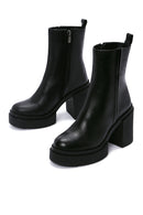 Women's Black Leather Platform Heeled Boots | Derimod