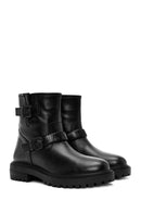 Women's Black Buckle Detailed Leather Boots | Derimod