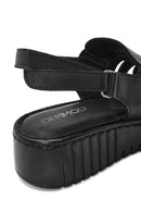 Women's Black Thick Soled Leather Comfort Sandals | Derimod