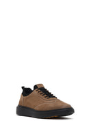 Erkek Vizon Bağcıklı Nubuk Deri Sneaker | Derimod