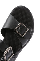 Women's Black Thick Sole Comfort Sandals with Ankle Strap | Derimod