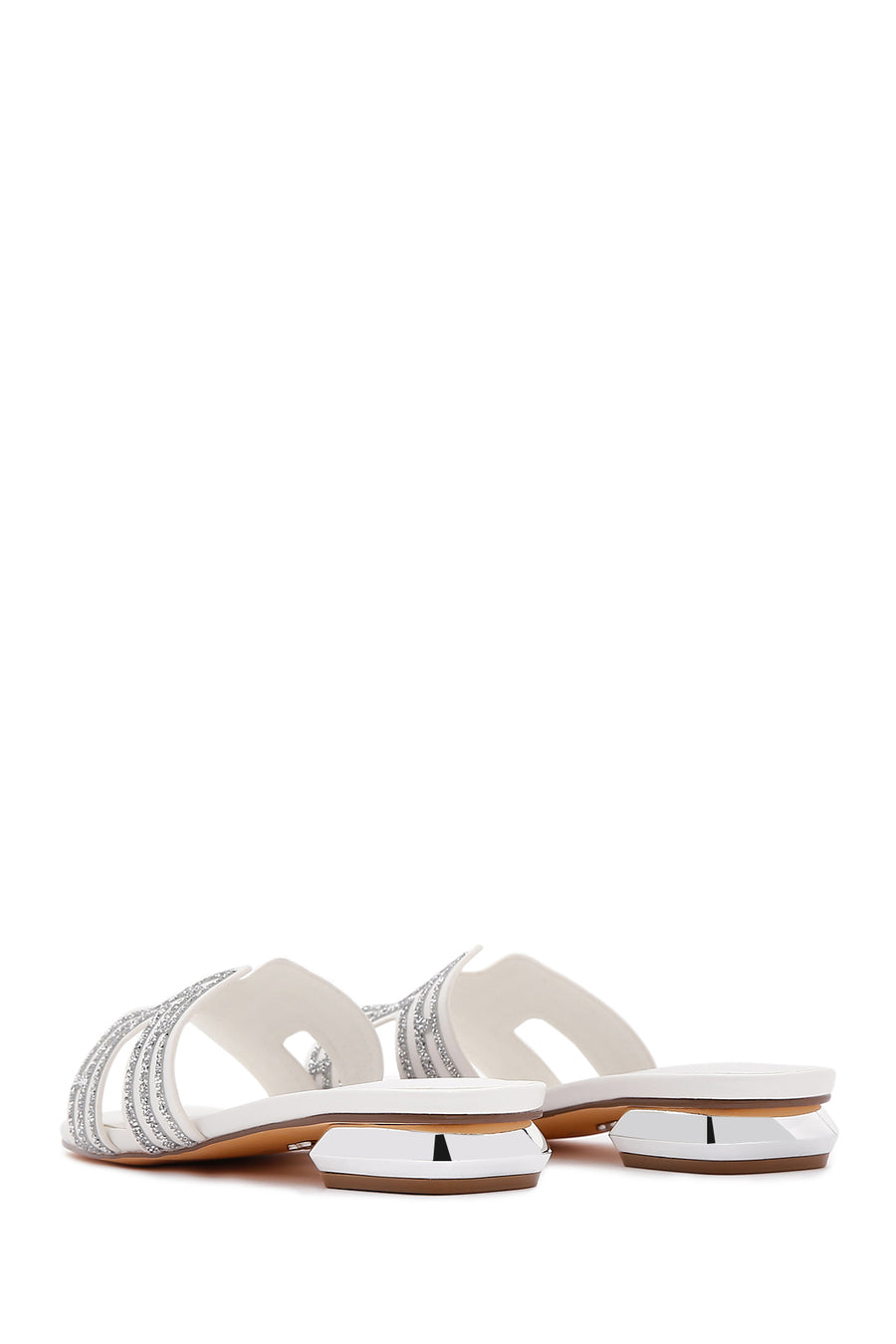 Women's White Stone Slippers