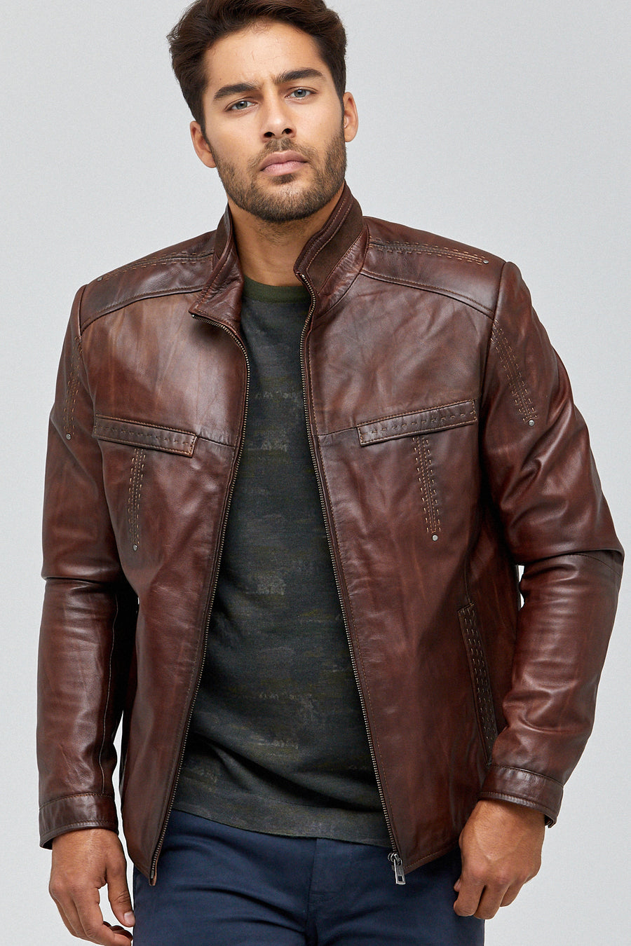 Elton Men's Leather Jacket 18WGD6300L7 | Derimod