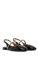 Woman Black Jeweled Open-Back Patent Leather Leather Ballet Flat | Derimod