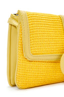 Women's Yellow Long Strap Straw Crossbody Bag | Derimod