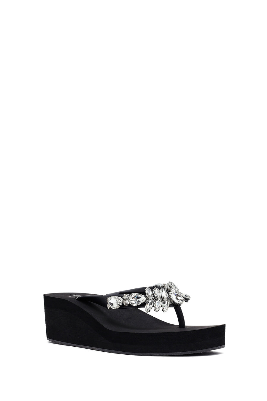 Women's Black Toe Stone Wedge Heel Jelly Slippers